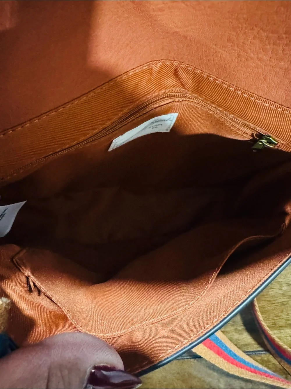 Universal Thread Burnt Orange Crossbody with Rainbow Strap